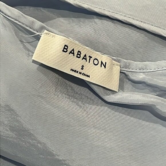 Aritzia Babaton Blue Welsch Reversible Crinked Cropped Blouse size Small - Picture 3 of 10